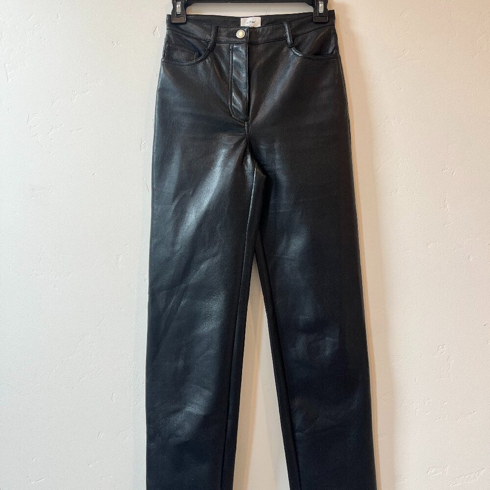 Aritzia Wilfred Women's Straight Leg Black Leather Pants